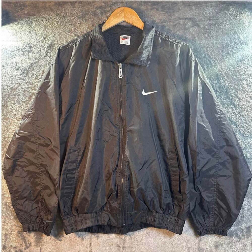 VTG 1998 Nike White Tag Small Swoosh Packable Windbreaker Men’s Medium Black
